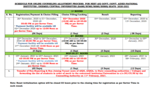 All India AYUSH counselling Schedule 2020