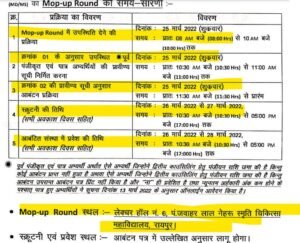 chhattisgarh PG medical mop up round offline schedule 2021