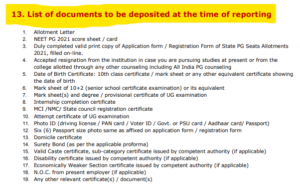 List of documents required at the time of NEET PG Medical admission Rajasthan