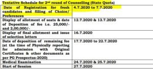 himachal NEET pg round 2 counselling schedule 2020