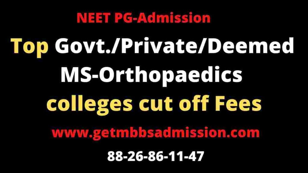 Top MD orthopaedics govt colleges in India