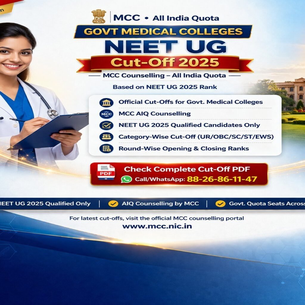 Govt Medical Colleges MCC AIQ NEET UG Cut off 2025