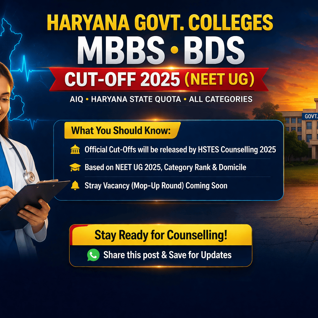 Haryana Govt college MBBS BDS cut off 2025
