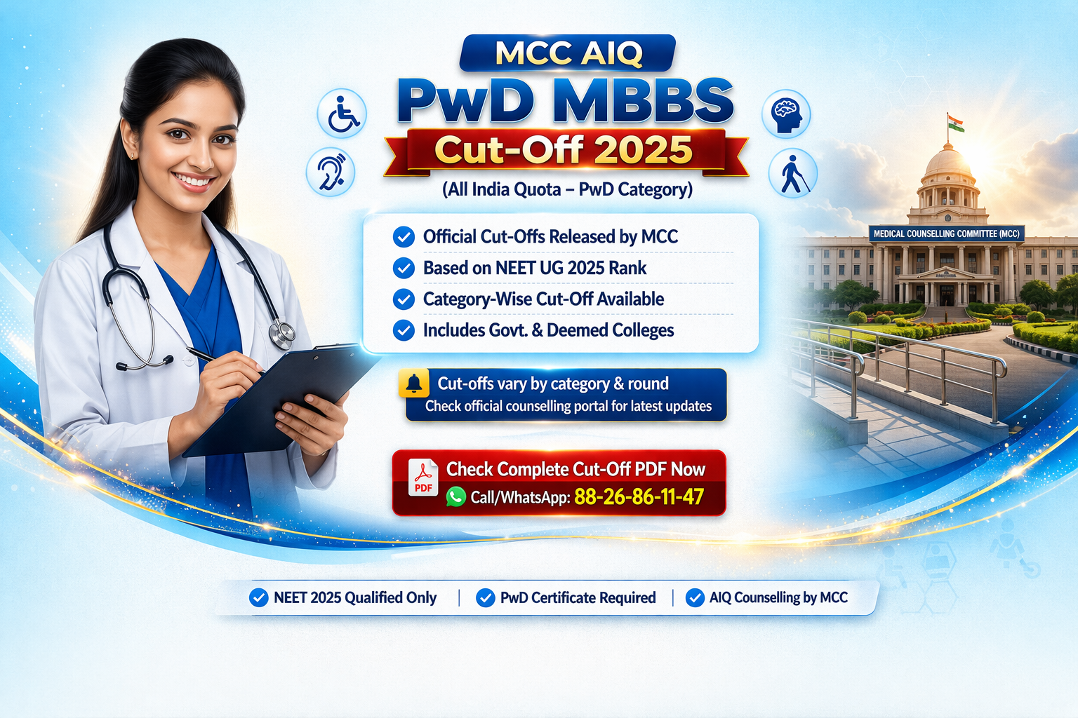 MCC AIQ PwD MBBS cut off 2025