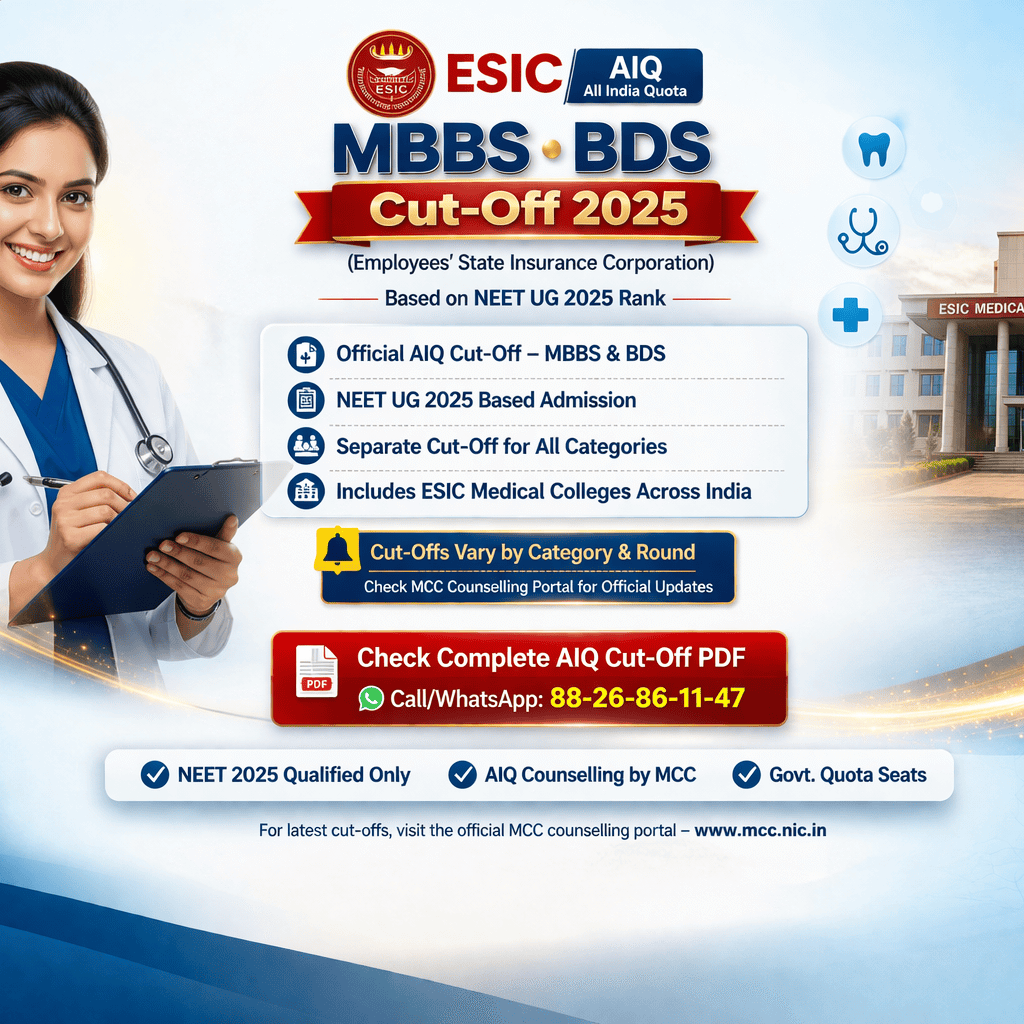 ESIC MBBS BDS AIQ Cut off 2025