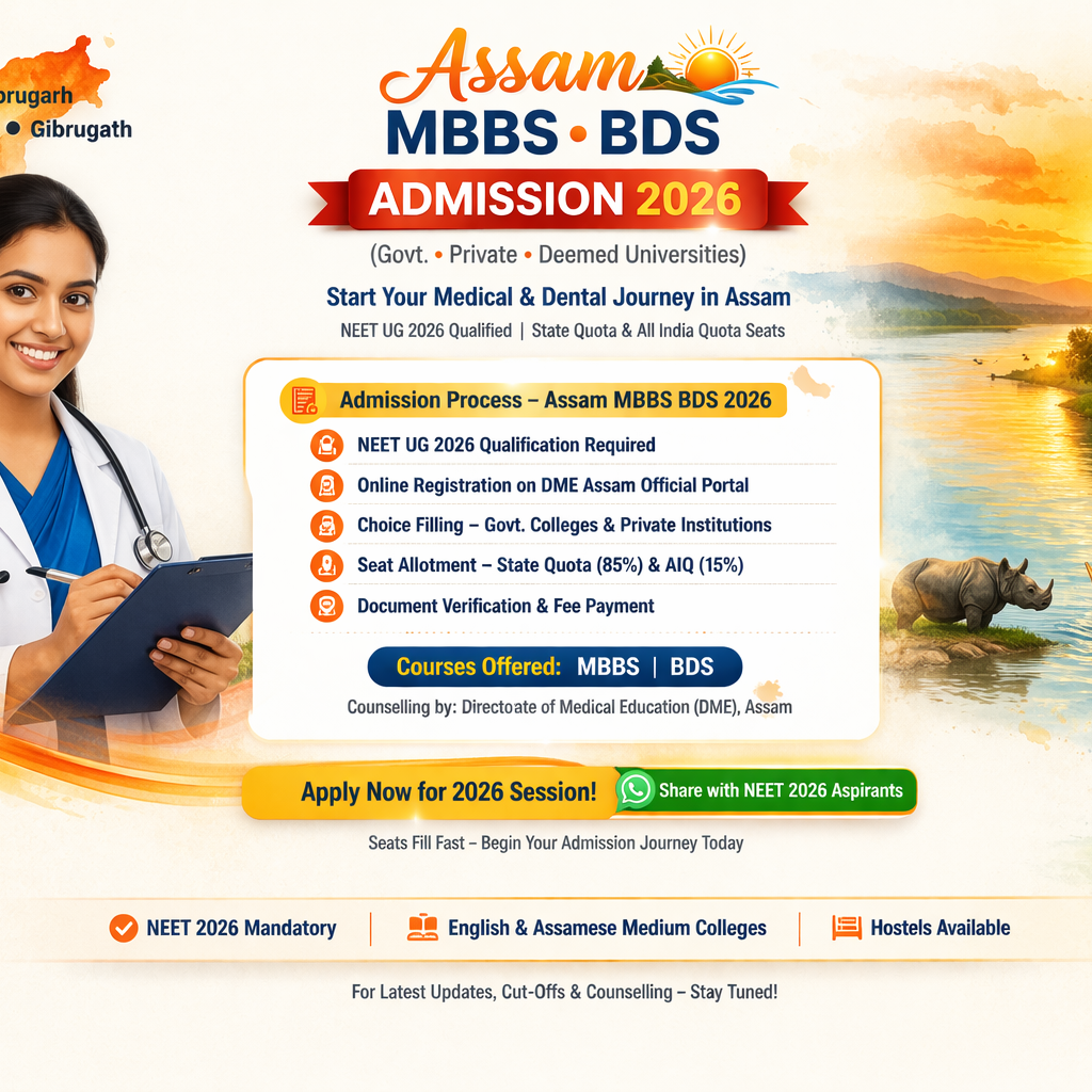 Assam MBBS BDS admission process 2026