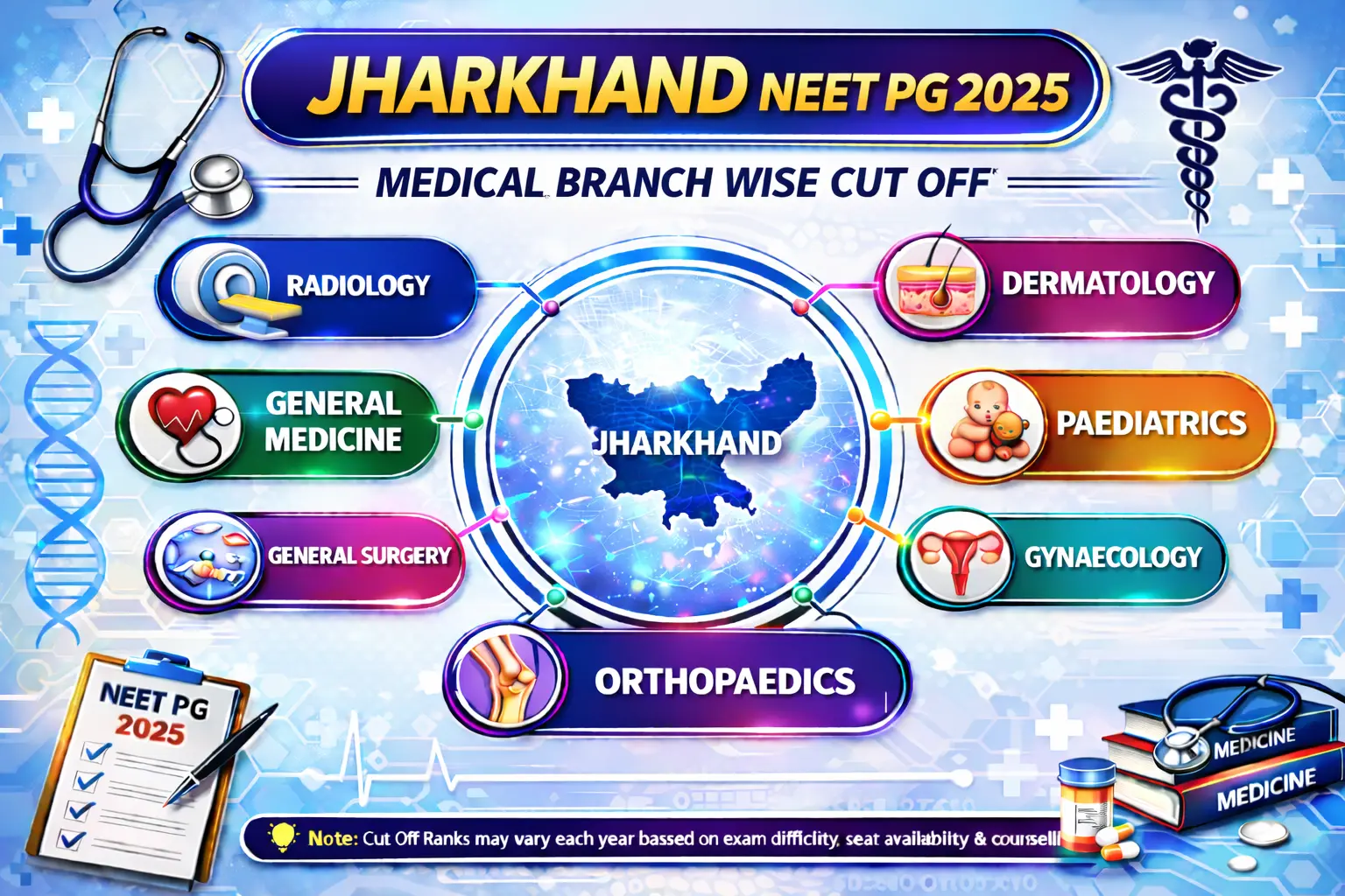 Jharkhand PG Medical Branch wise Cut Off 2025