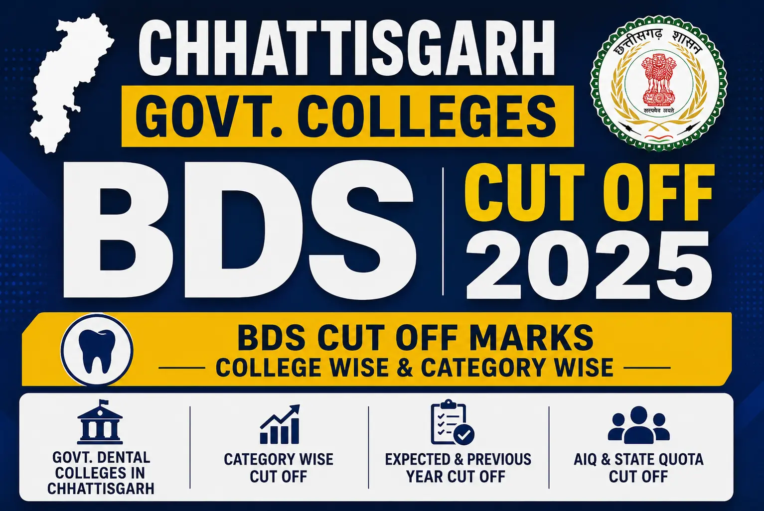 Chhattisgarh Govt. Colleges BDS Cut Off 2025
