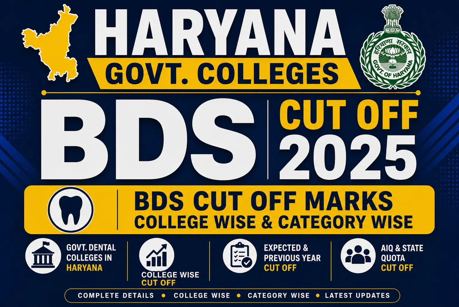 Haryana Govt. Colleges BDS Cut Off 2025
